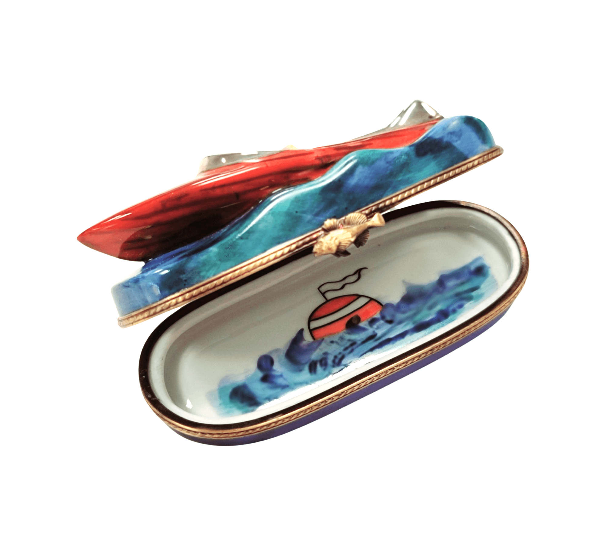 Luxury Speed Boat Limoges Box Porcelain Limoges vehicle French Trinket Box