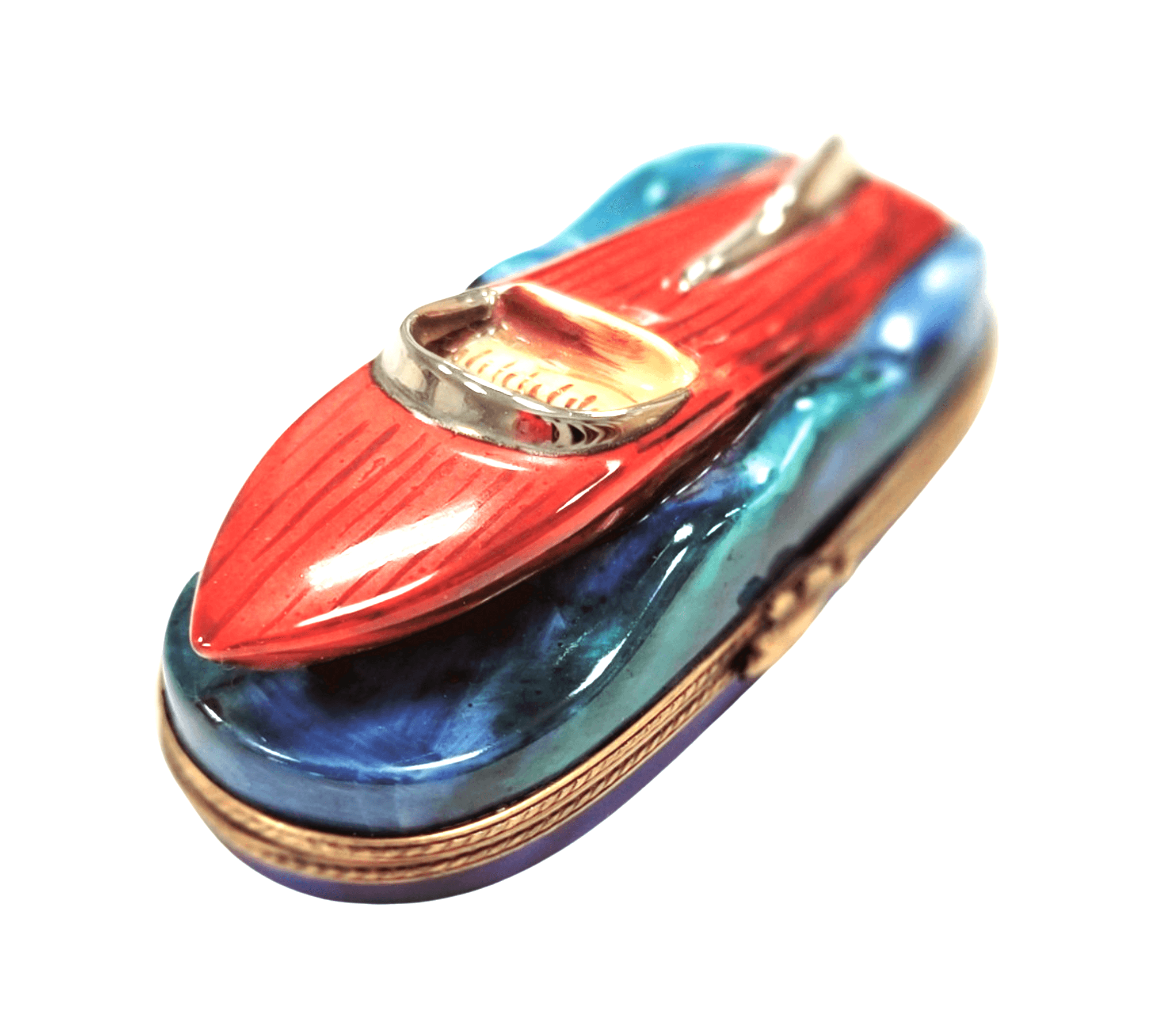Luxury Speed Boat Limoges Box Porcelain Limoges vehicle French Trinket Box