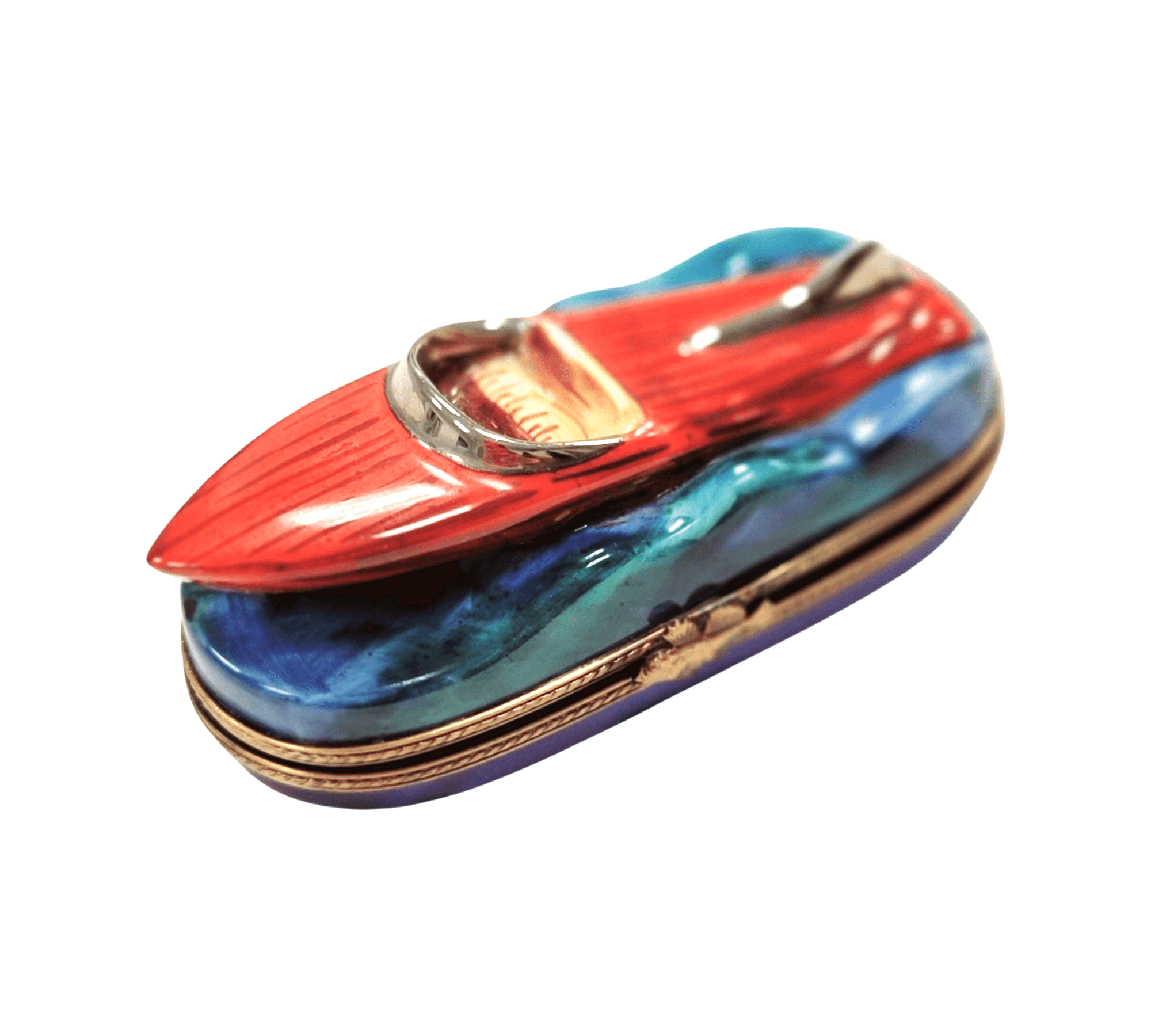 Luxury Speed Boat Limoges Box Porcelain Limoges vehicle French Trinket Box