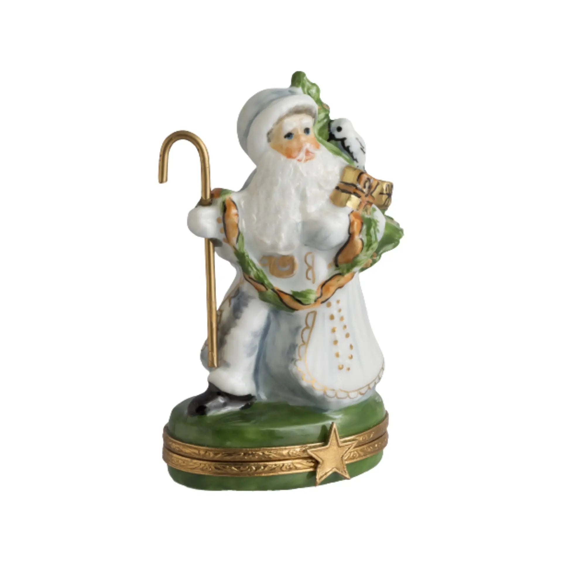 Lynn Haney: Evening Frost Porcelain Limoges Santa Claus French Trinket Box