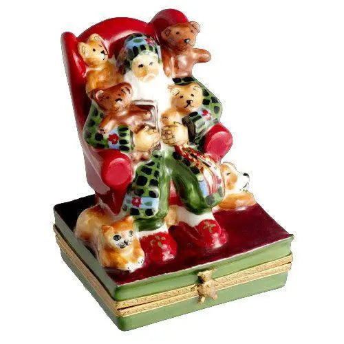 Lynn Haney: Fireside Joy Porcelain Limoges Santa Claus French Trinket Box