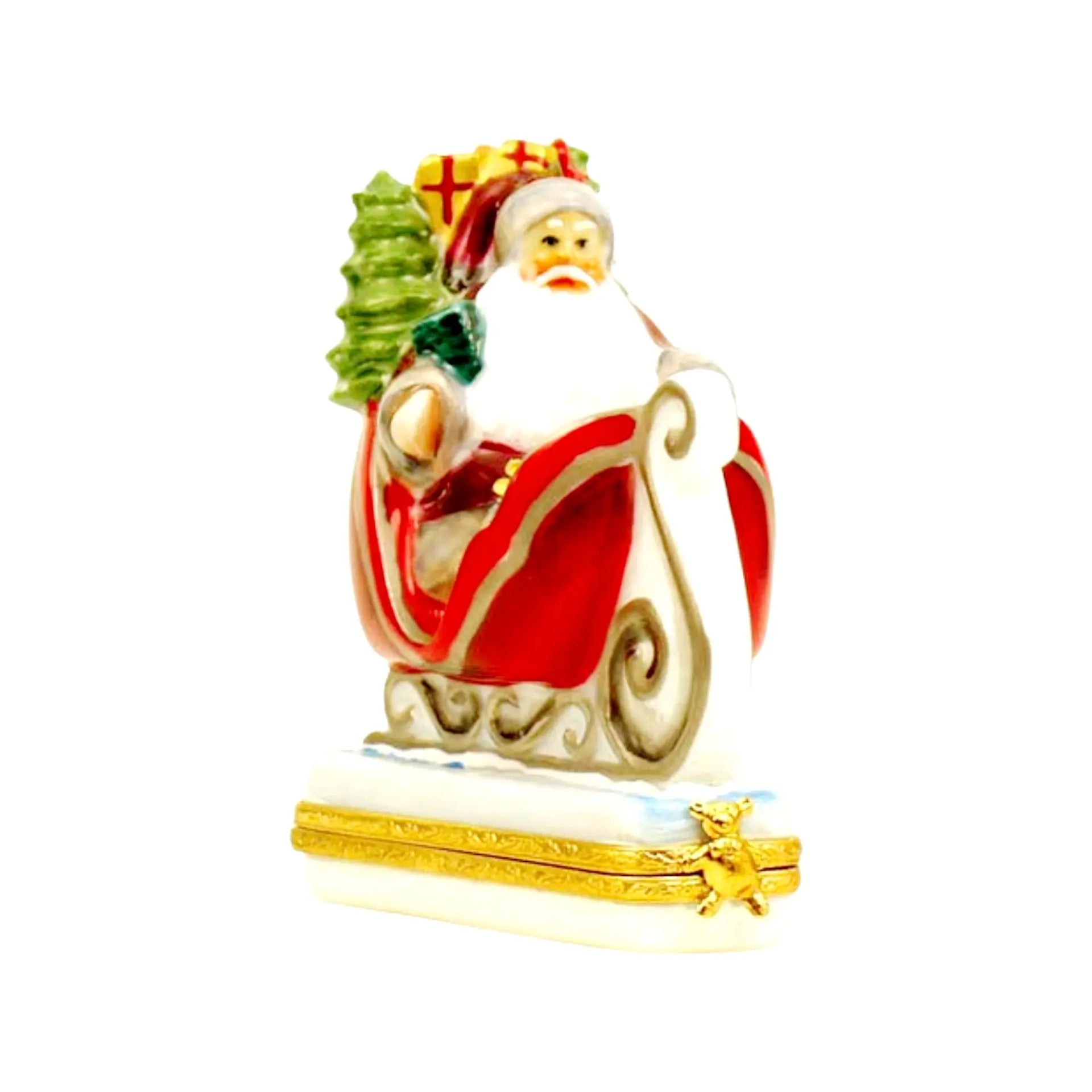 Lynn Haney Oak Forest Exp Porcelain Limoges Santa Claus French Trinket Box