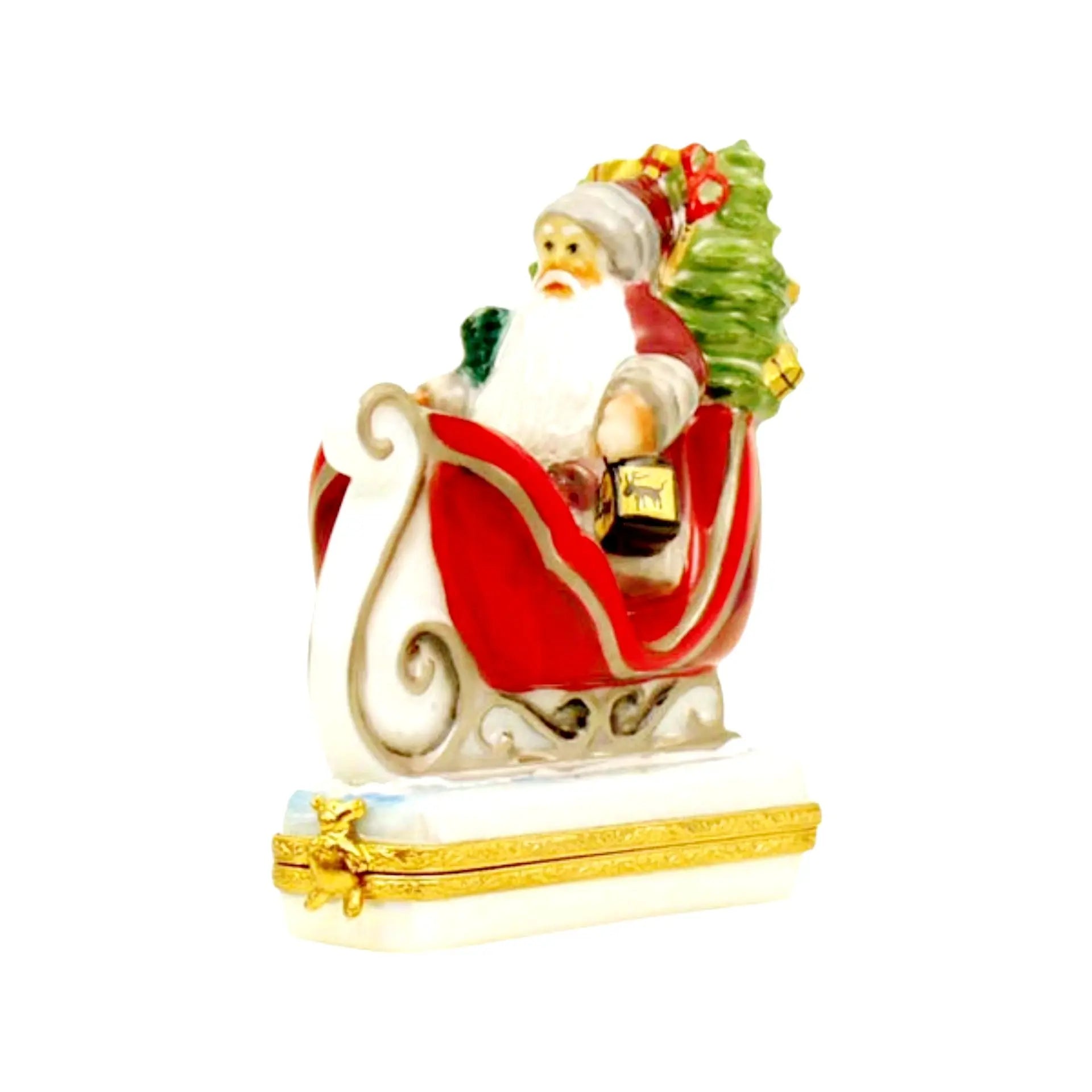 Lynn Haney Oak Forest Exp Porcelain Limoges Santa Claus French Trinket Box