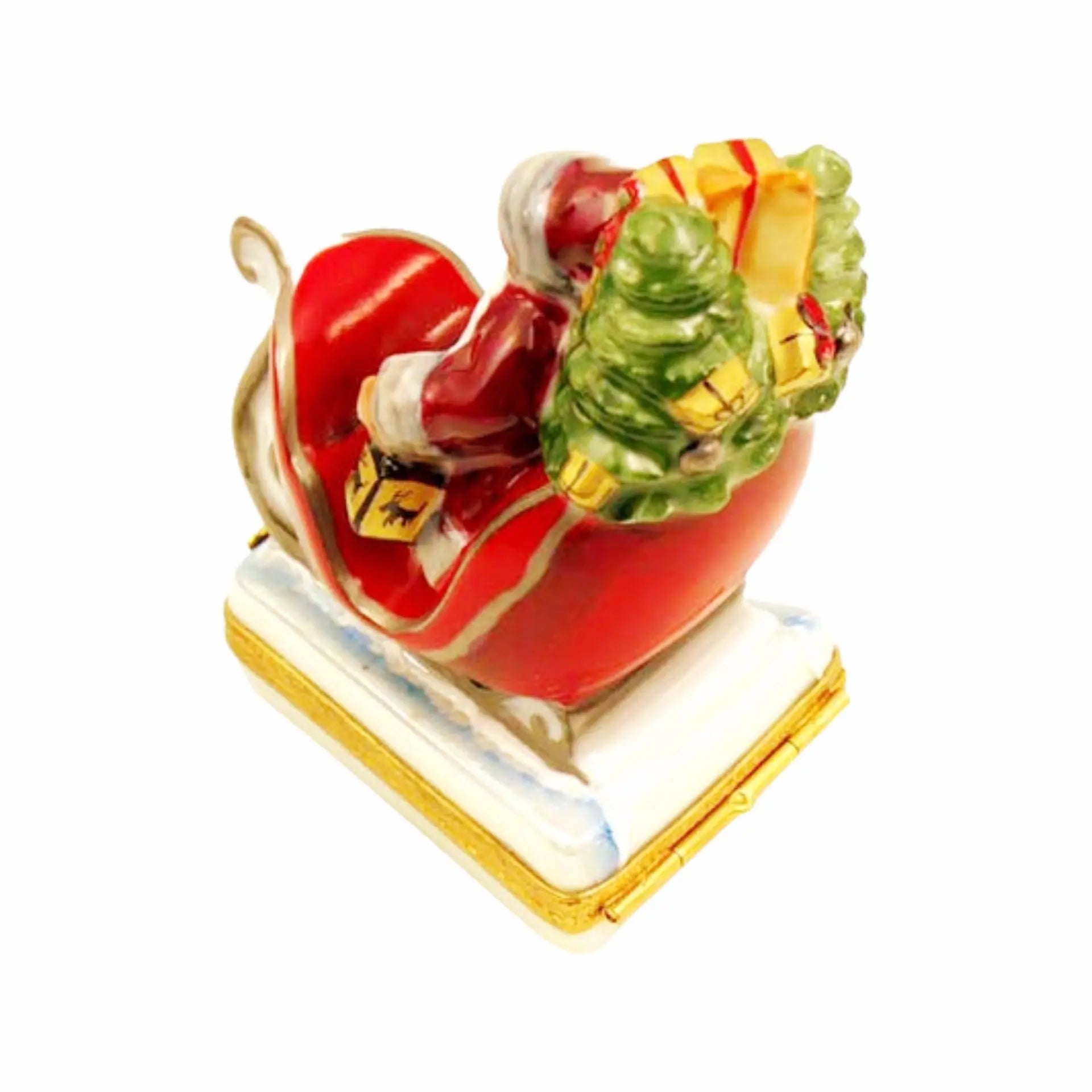 Lynn Haney Oak Forest Exp Porcelain Limoges Santa Claus French Trinket Box