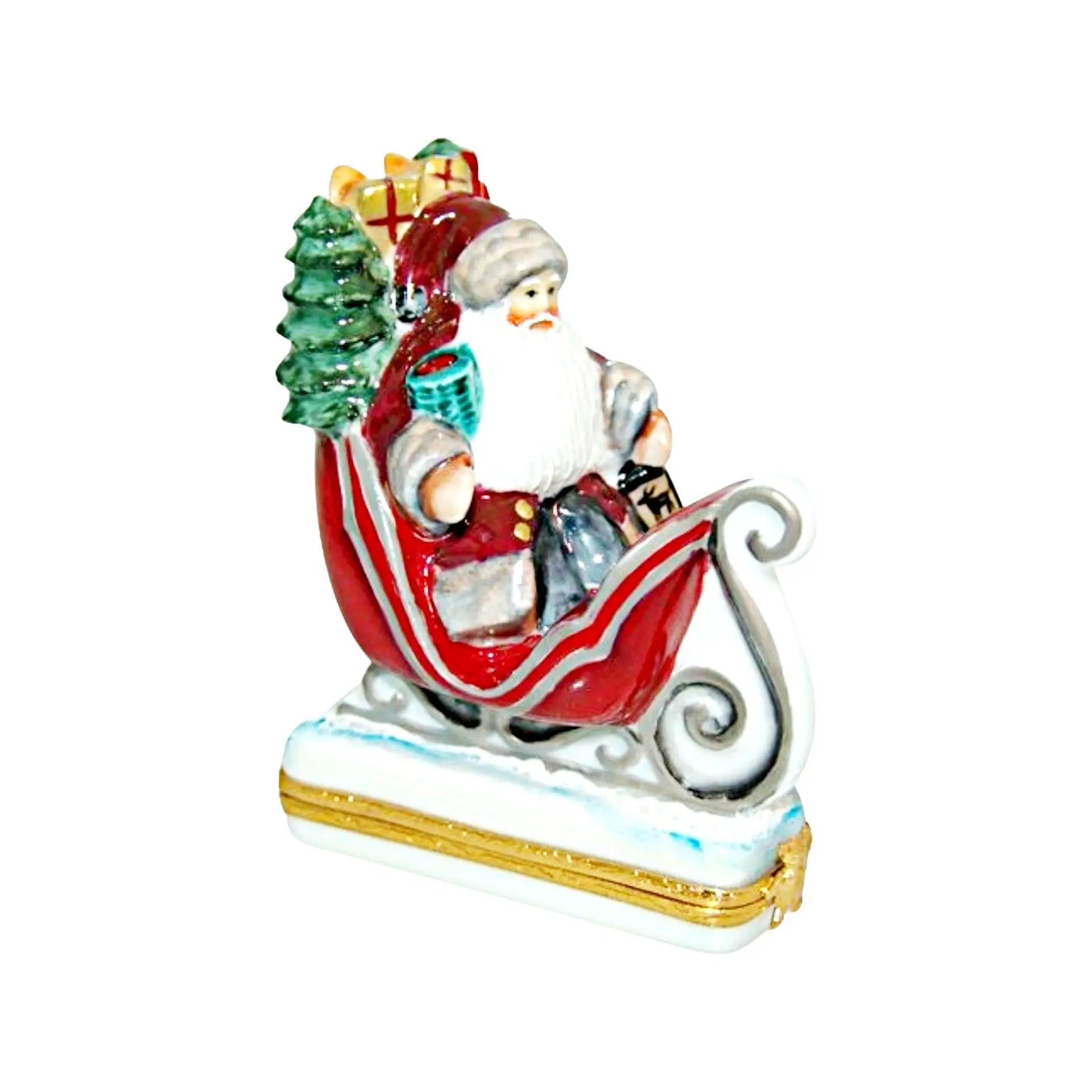 Lynn Haney Oak Forest Exp Porcelain Limoges Santa Claus French Trinket Box