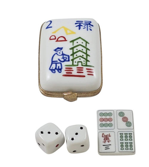 MAH JONGG TILE WITH REMOVABLE DICE