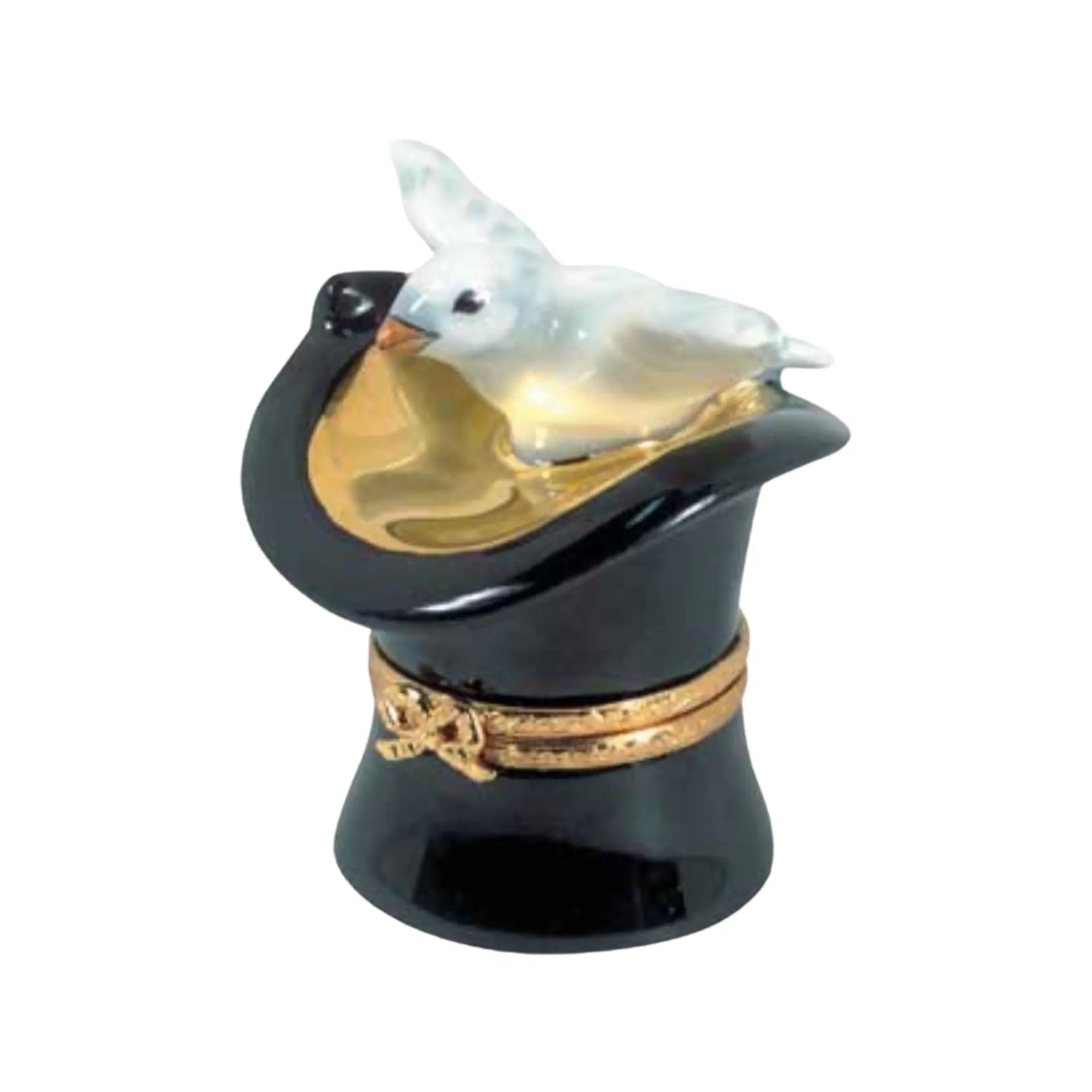 Magician Hat w Dove Mystical Porcelain Limoges bird spiritual myth French Trinket Box