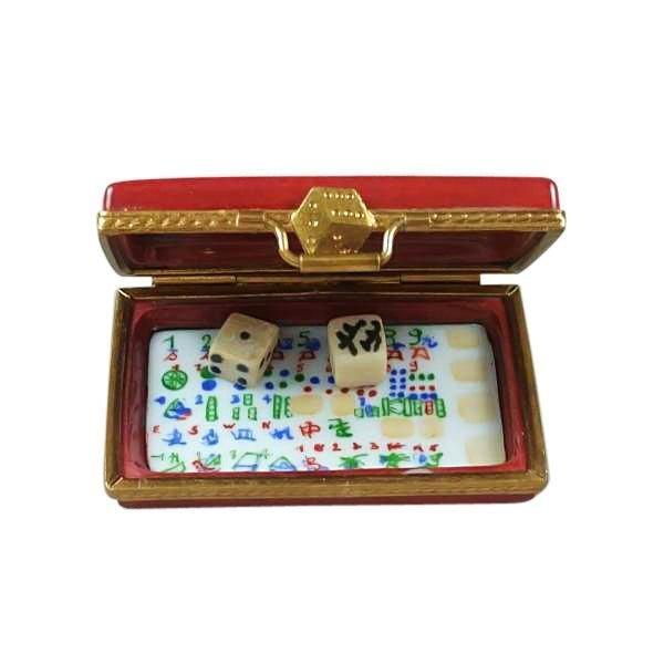 Mahjong Set Porcelain Limoges games travel French Trinket Box