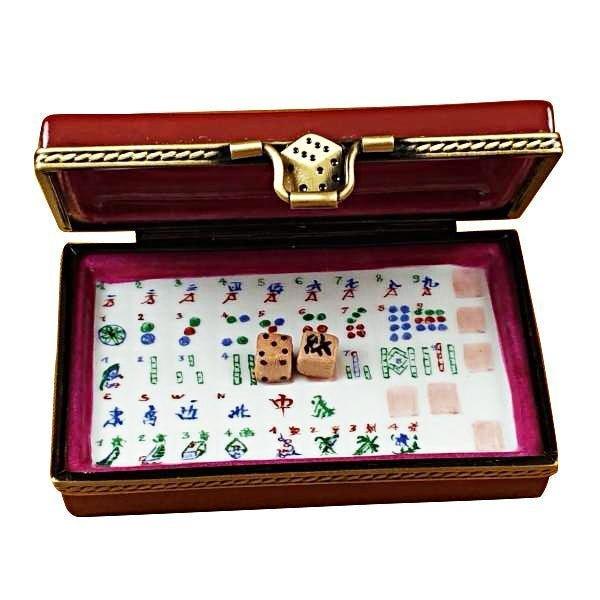 Mahjong Set Porcelain Limoges games travel French Trinket Box
