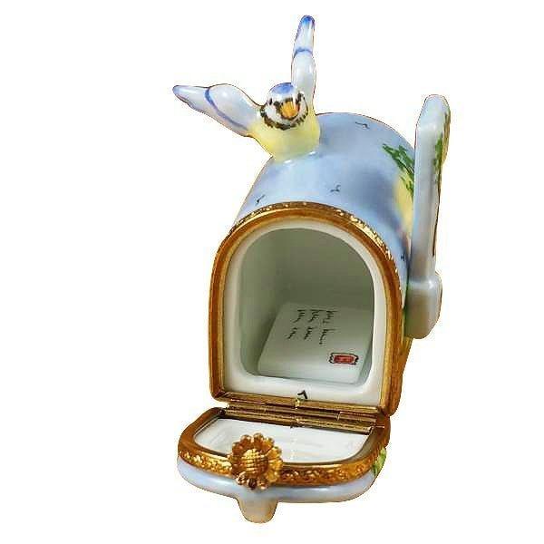 Mailbox with Landscape & Removable Letter Porcelain Limoges Garden home French Trinket Box