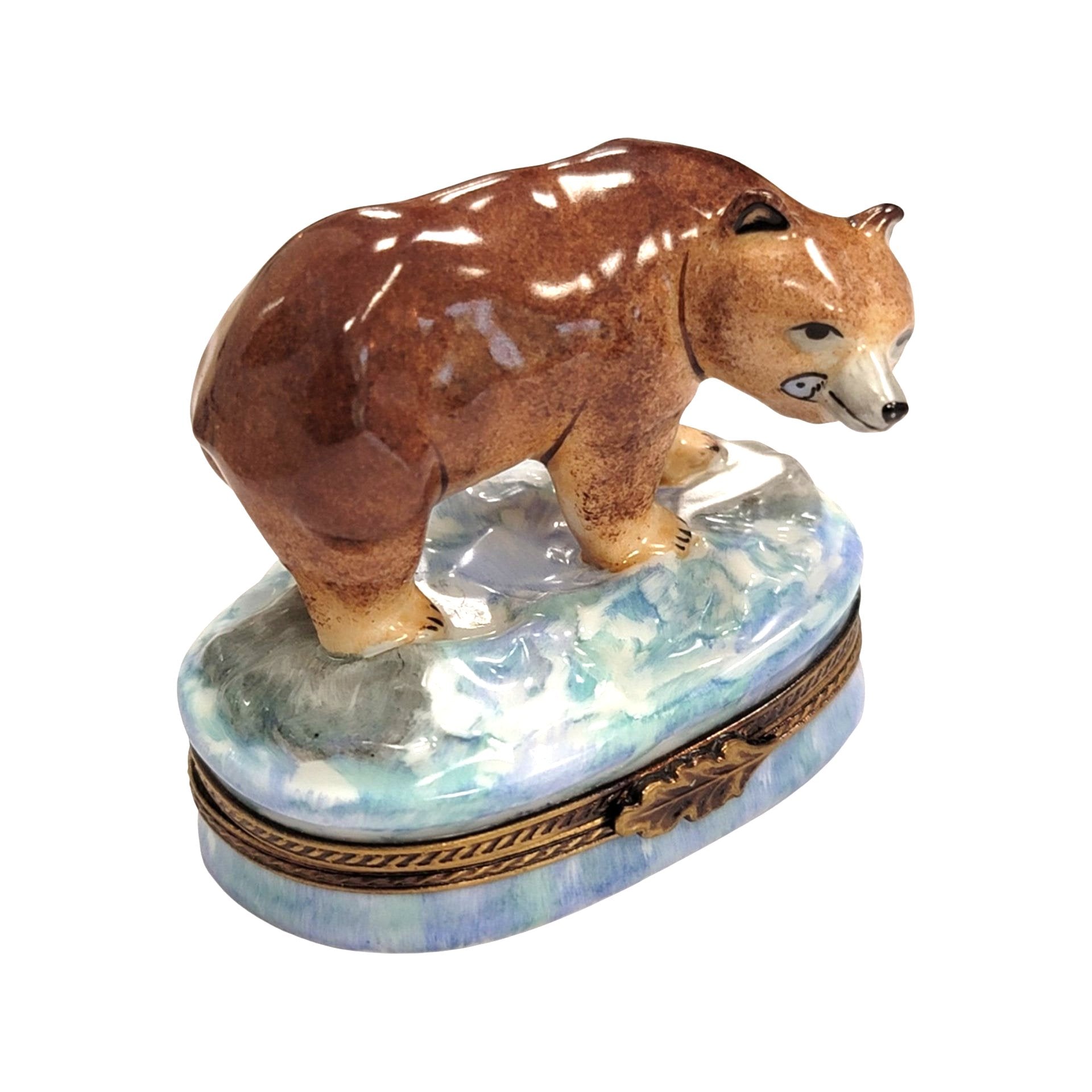 Majestic Brown Bear Limoges Box Porcelain Limoges bear French Trinket Box
