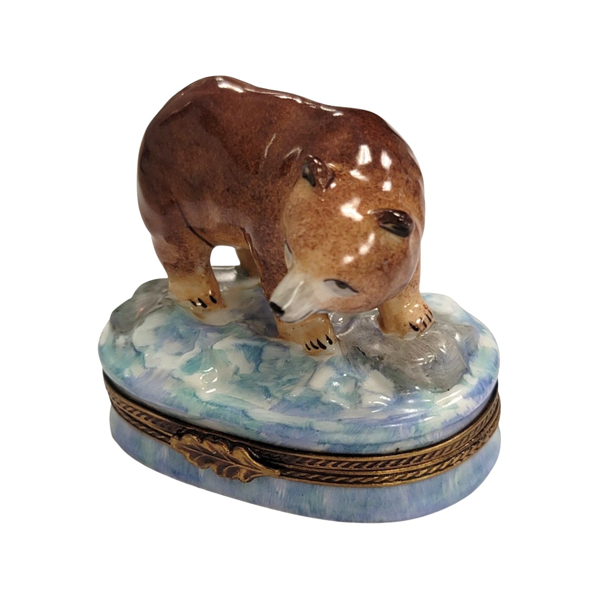 Majestic Brown Bear Limoges Box Porcelain Limoges bear French Trinket Box