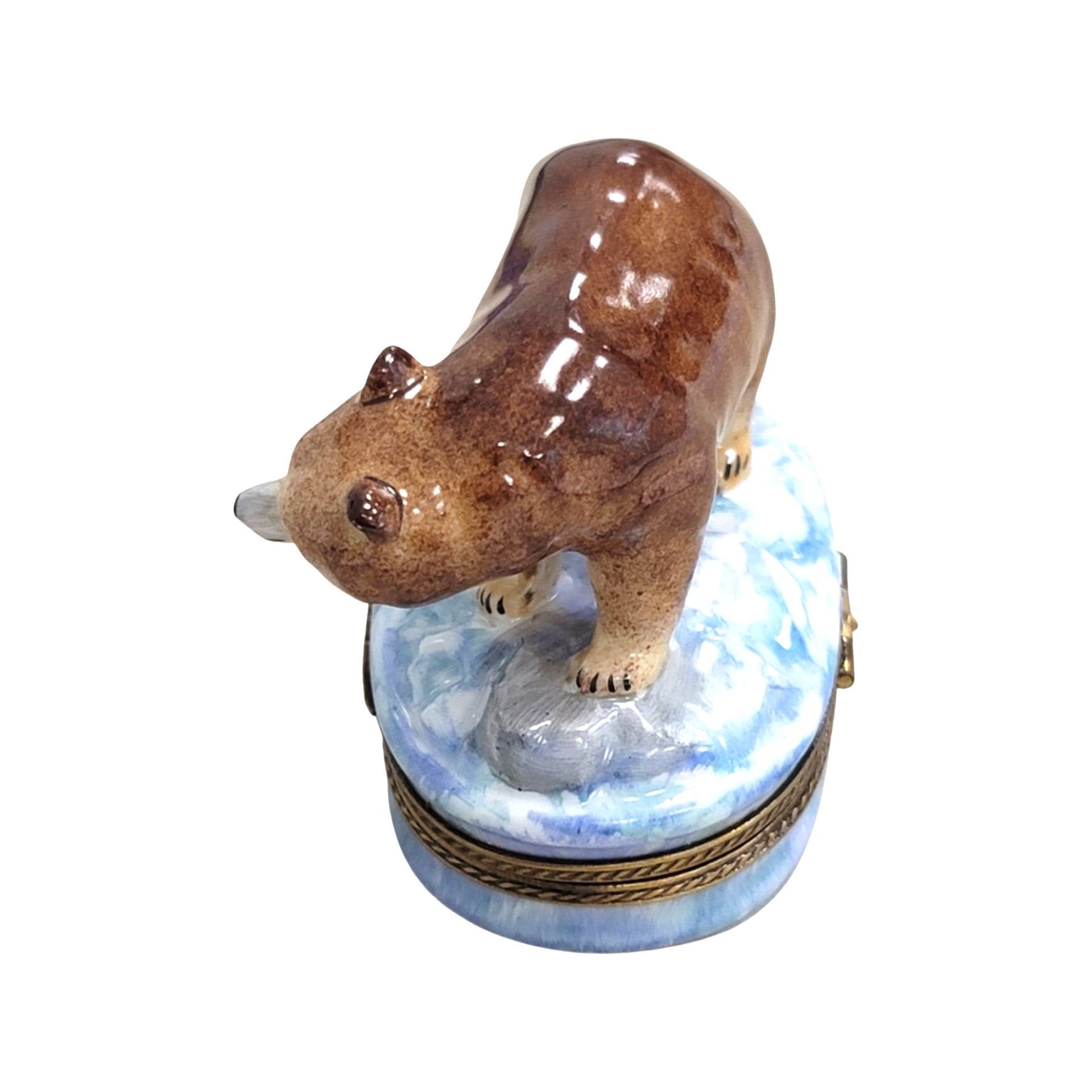 Majestic Brown Bear Limoges Box Porcelain Limoges bear French Trinket Box