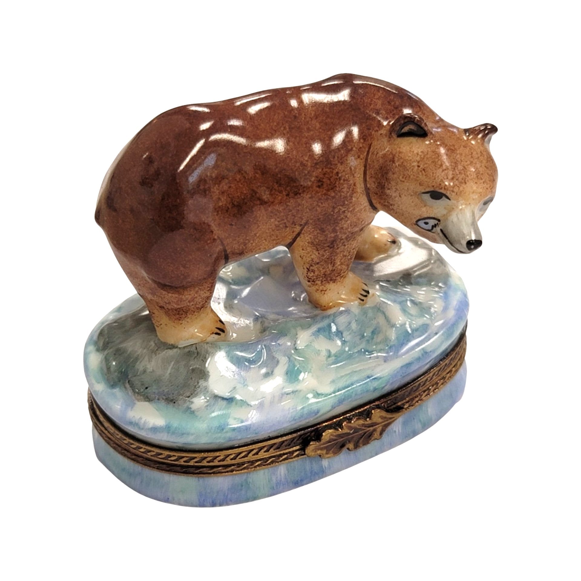Majestic Brown Bear Limoges Box Porcelain Limoges bear French Trinket Box