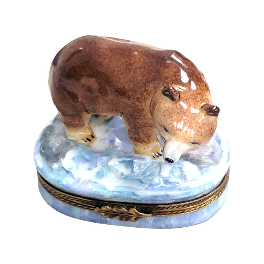 Majestic Brown Bear Limoges Box Porcelain Limoges bear French Trinket Box