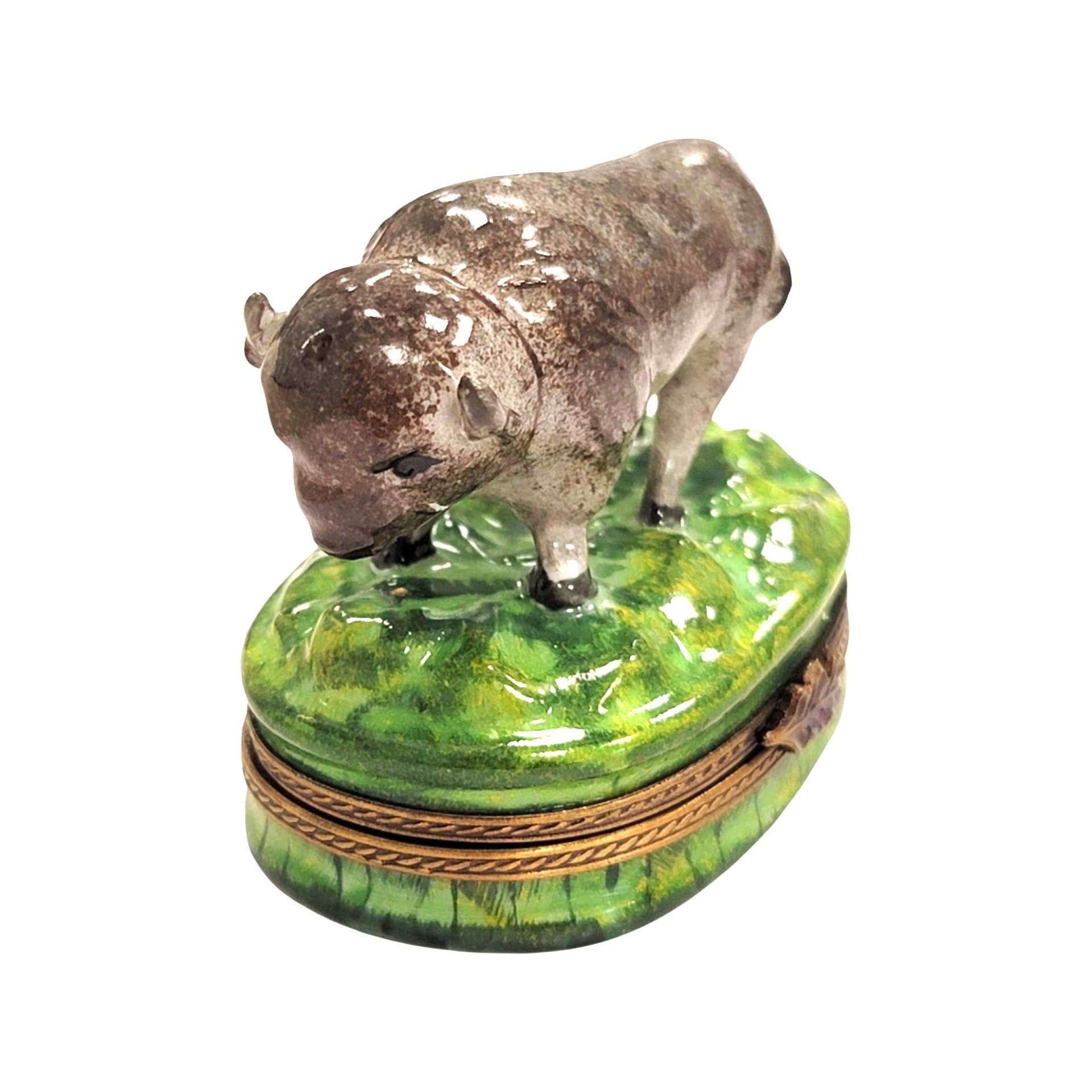 Majestic Buffalo Porcelain Figurine Porcelain Limoges limoges boxes farm animal French Trinket Box