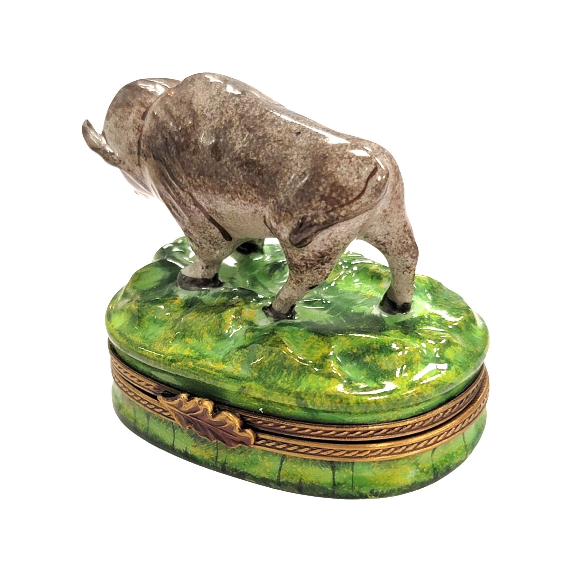 Majestic Buffalo Porcelain Figurine Porcelain Limoges limoges boxes farm animal French Trinket Box