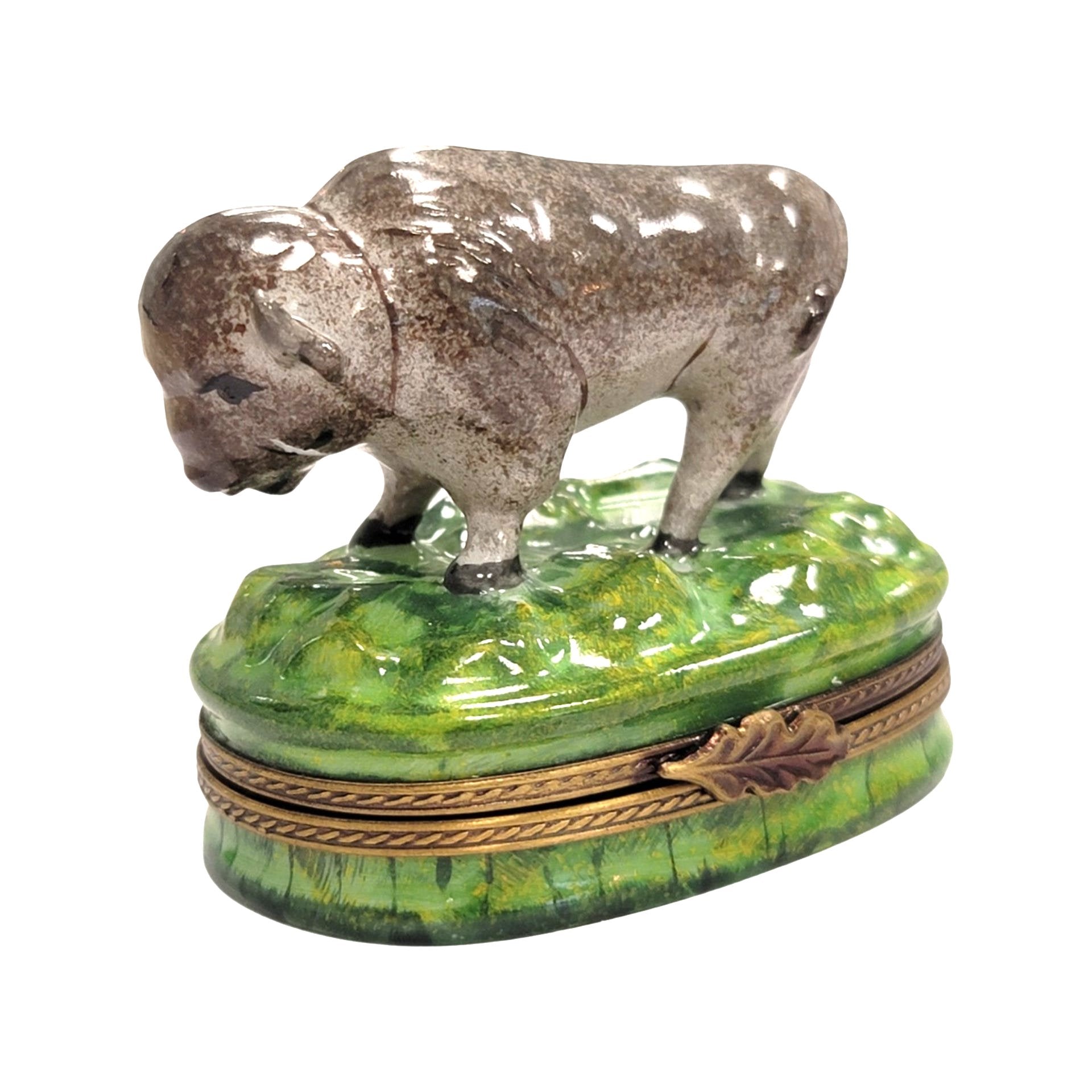 Majestic Buffalo Porcelain Figurine Porcelain Limoges limoges boxes farm animal French Trinket Box