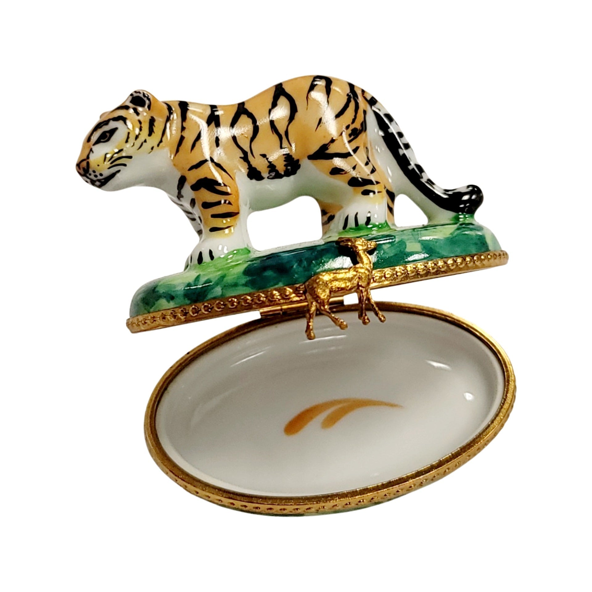 Majestic Tiger Limoges Box Porcelain Limoges cat wild French Trinket Box