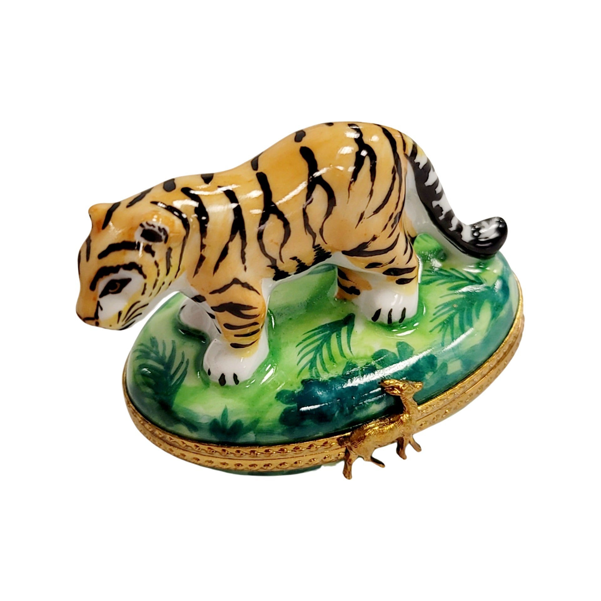Majestic Tiger Limoges Box Porcelain Limoges cat wild French Trinket Box