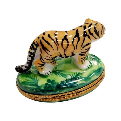 Majestic Tiger Limoges Box Porcelain Limoges cat wild French Trinket Box
