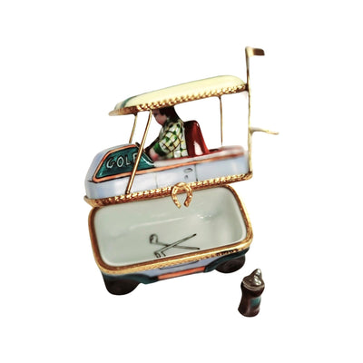 Man In Golf Cart Figurine Porcelain Limoges sports golf limoges box French Trinket Box