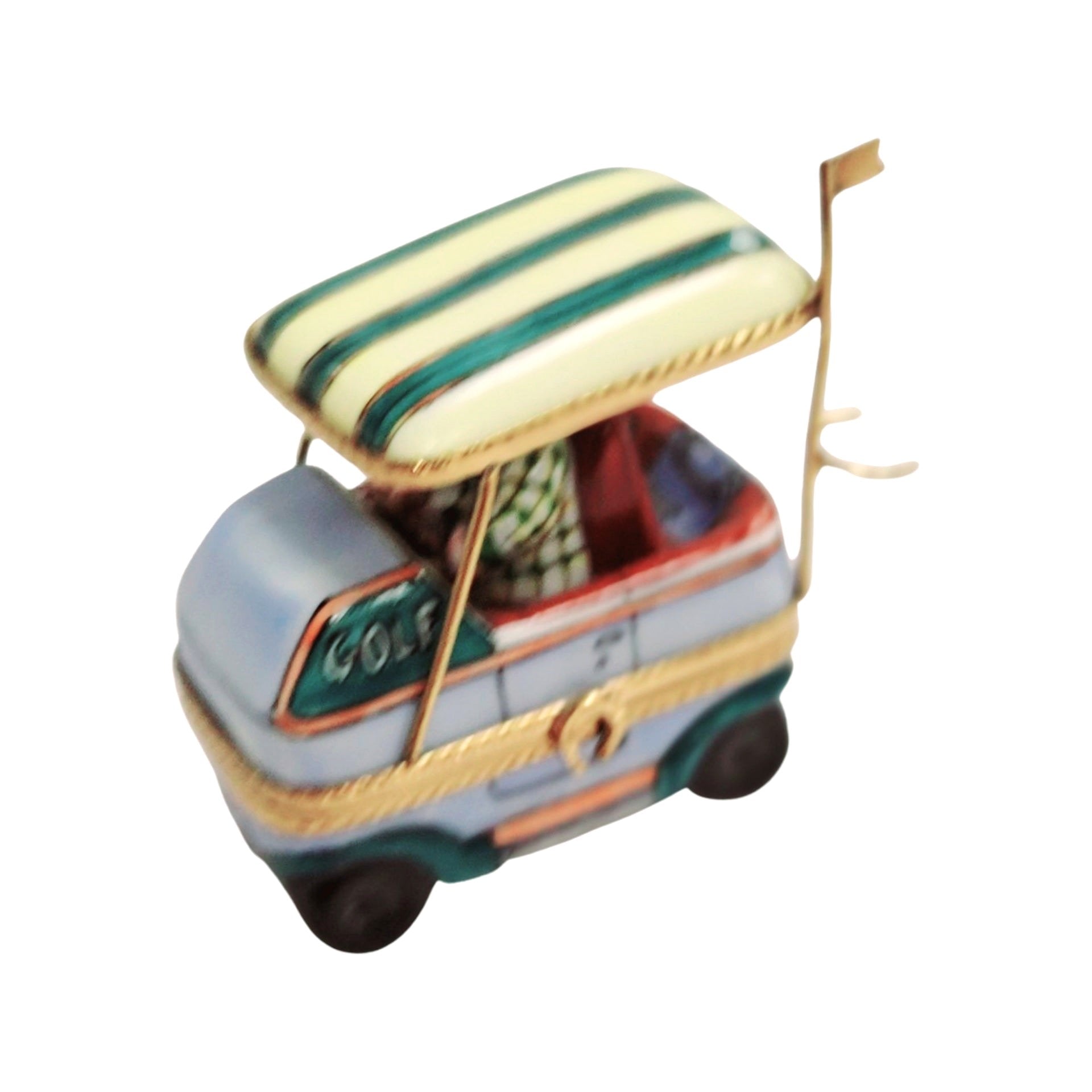 Man In Golf Cart Figurine Porcelain Limoges sports golf limoges box French Trinket Box