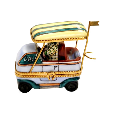 Man In Golf Cart Figurine Porcelain Limoges sports golf limoges box French Trinket Box