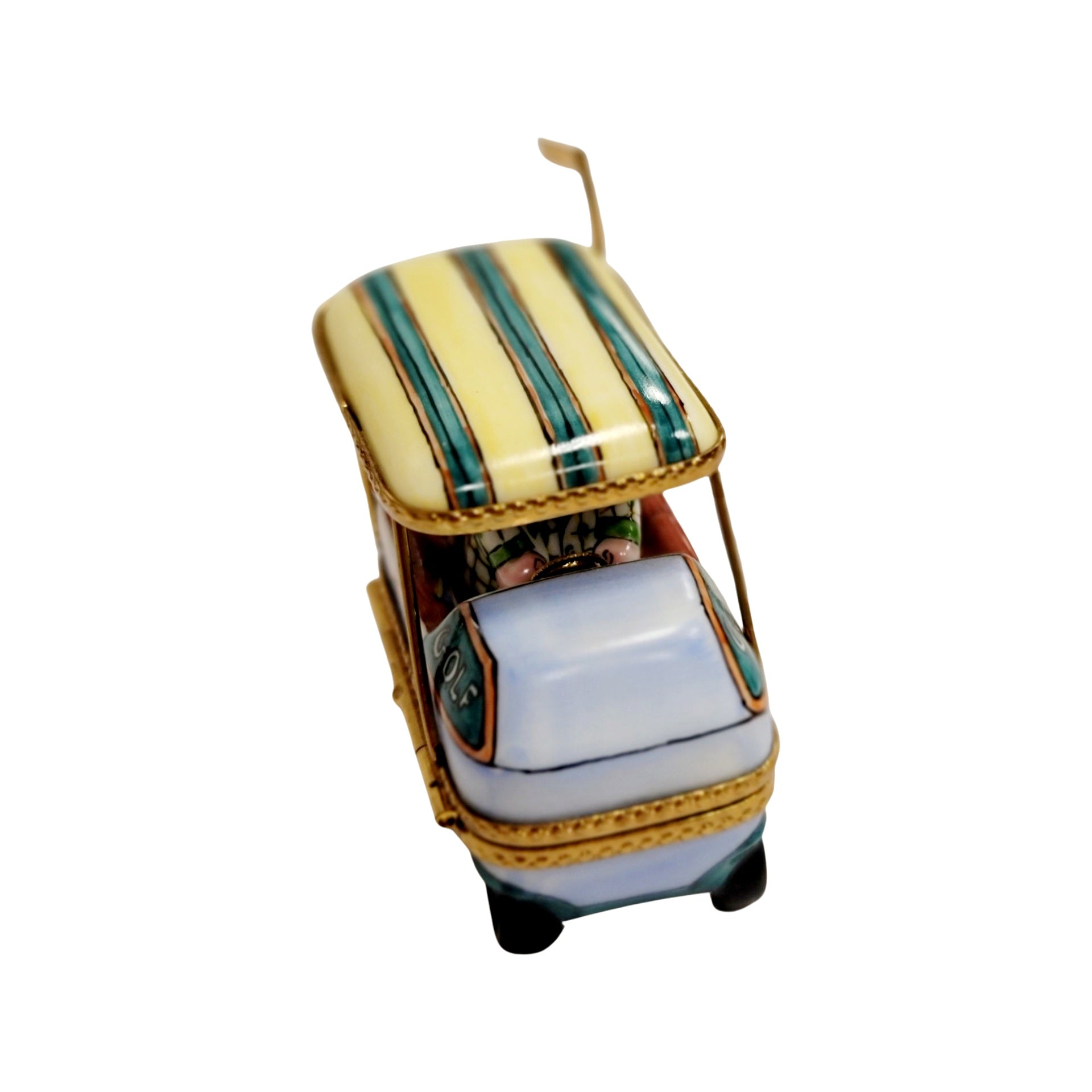 Man In Golf Cart Figurine Porcelain Limoges sports golf limoges box French Trinket Box