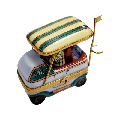 Man In Golf Cart Figurine Porcelain Limoges sports golf limoges box French Trinket Box