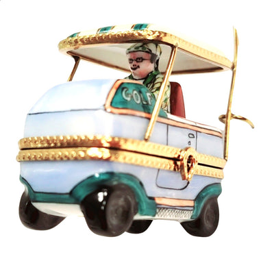 Man In Golf Cart Figurine Porcelain Limoges sports golf limoges box French Trinket Box