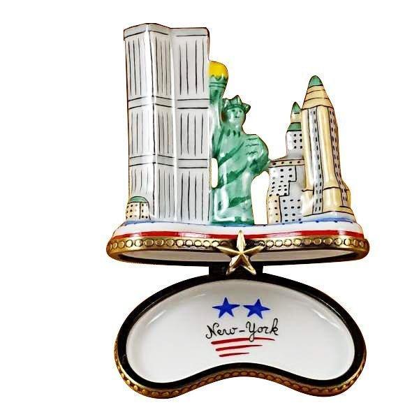 Manhattan Island New York Porcelain Limoges united states Travel monuments French Trinket Box
