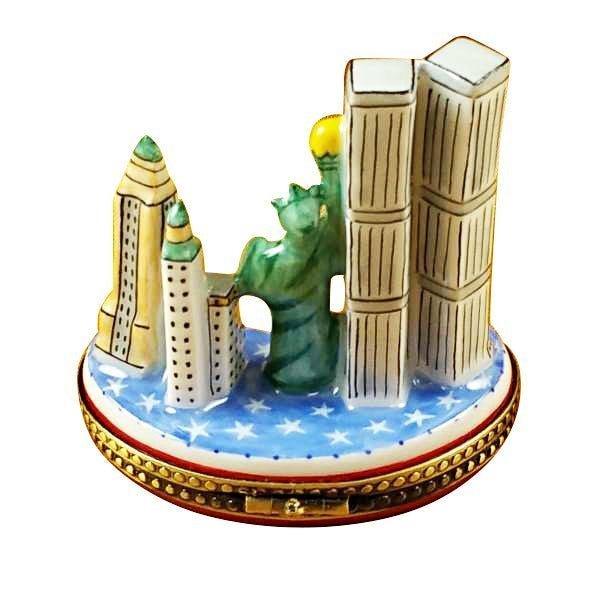Manhattan Island New York Porcelain Limoges united states Travel monuments French Trinket Box