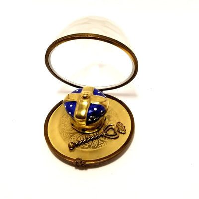 Mardi Gras Crown Staff Limoges Box Porcelain Limoges london Rochard Limoges Box travel hat French Trinket Box