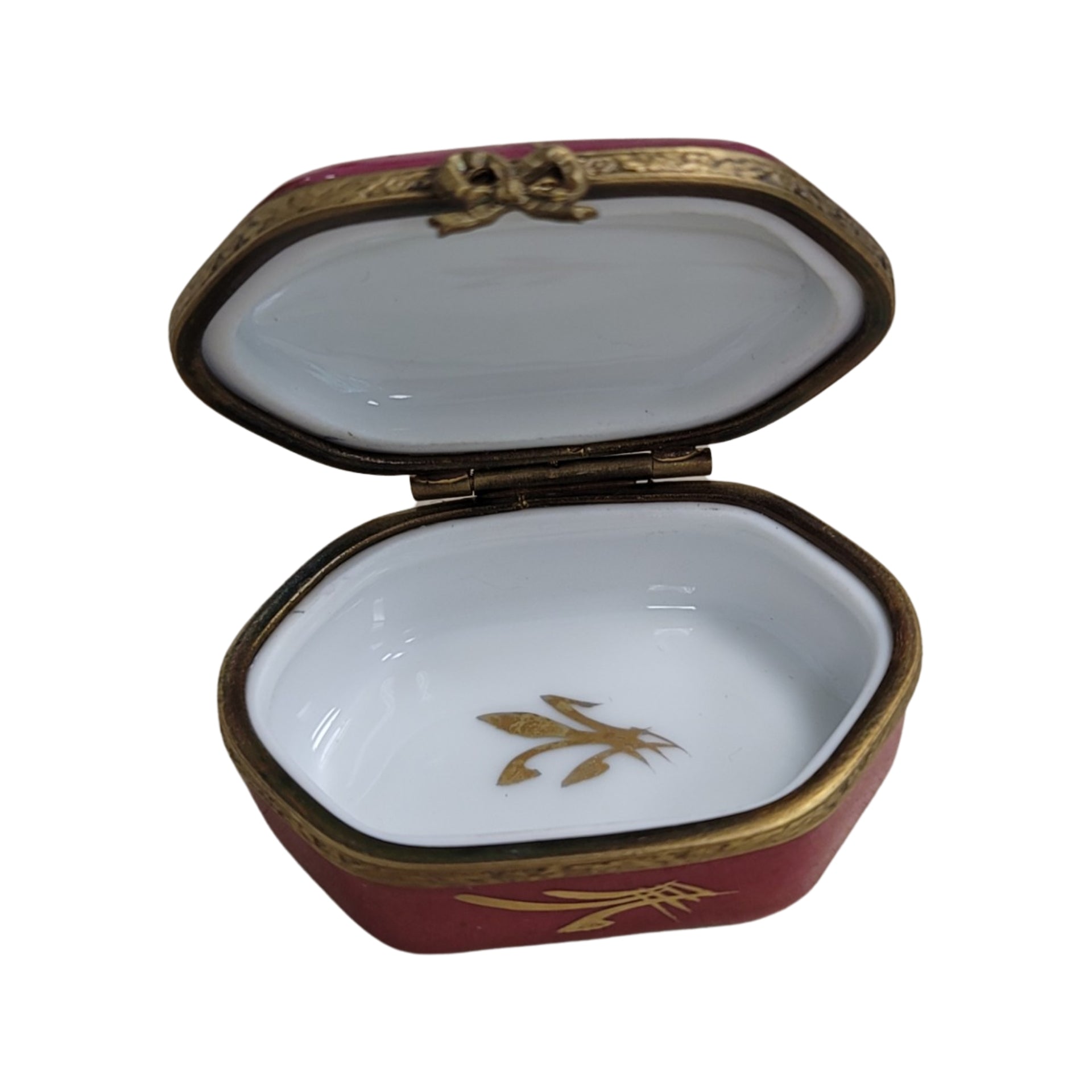 Maroon Floral Limoges Box Porcelain Limoges traditional figurine LIMOGES BOXES French Trinket Box