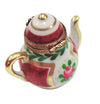 Maroon Floral Limoges Teapot Porcelain Limoges China French Trinket Box