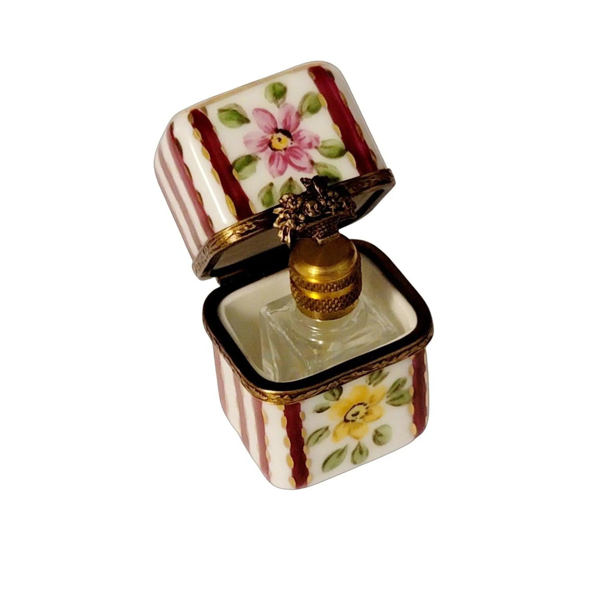 Maroon Perfume Box Delight Porcelain Limoges Perfume French Trinket Box