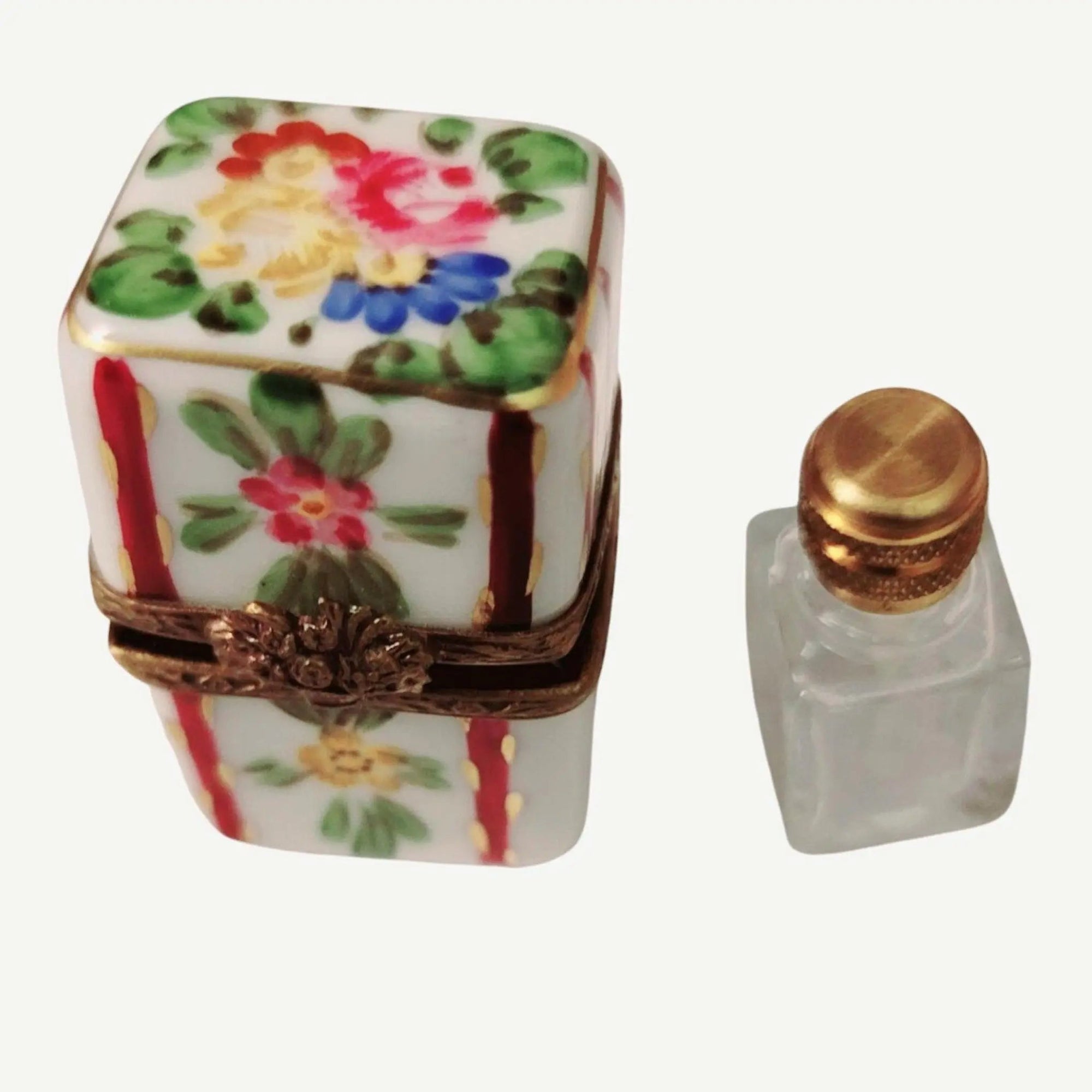 Maroon Perfume Box Delight Porcelain Limoges Perfume French Trinket Box