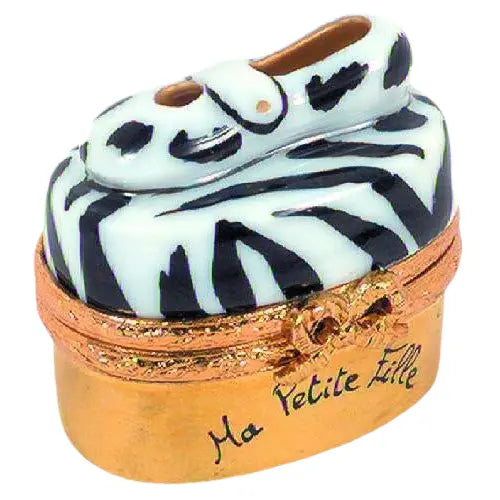 Mary Jane Shoes: Zebra Porcelain Limoges Shoes French Trinket Box