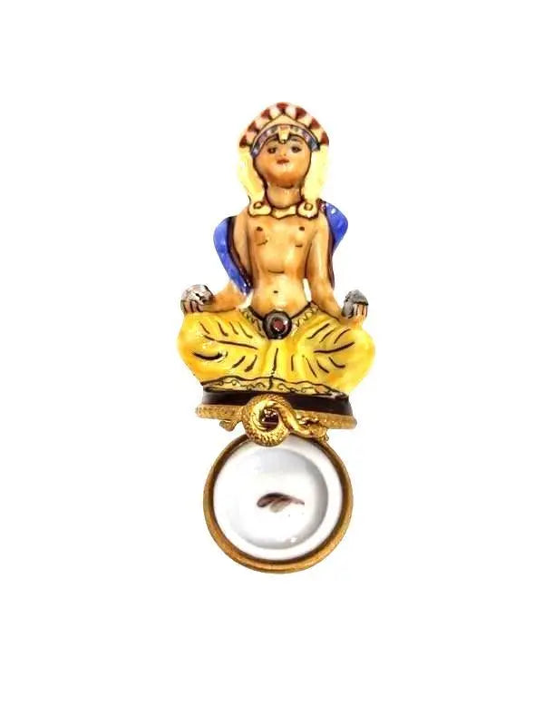 Meditating Egyptian Porcelain Figurine Porcelain Limoges travel spiritual religion French Trinket Box