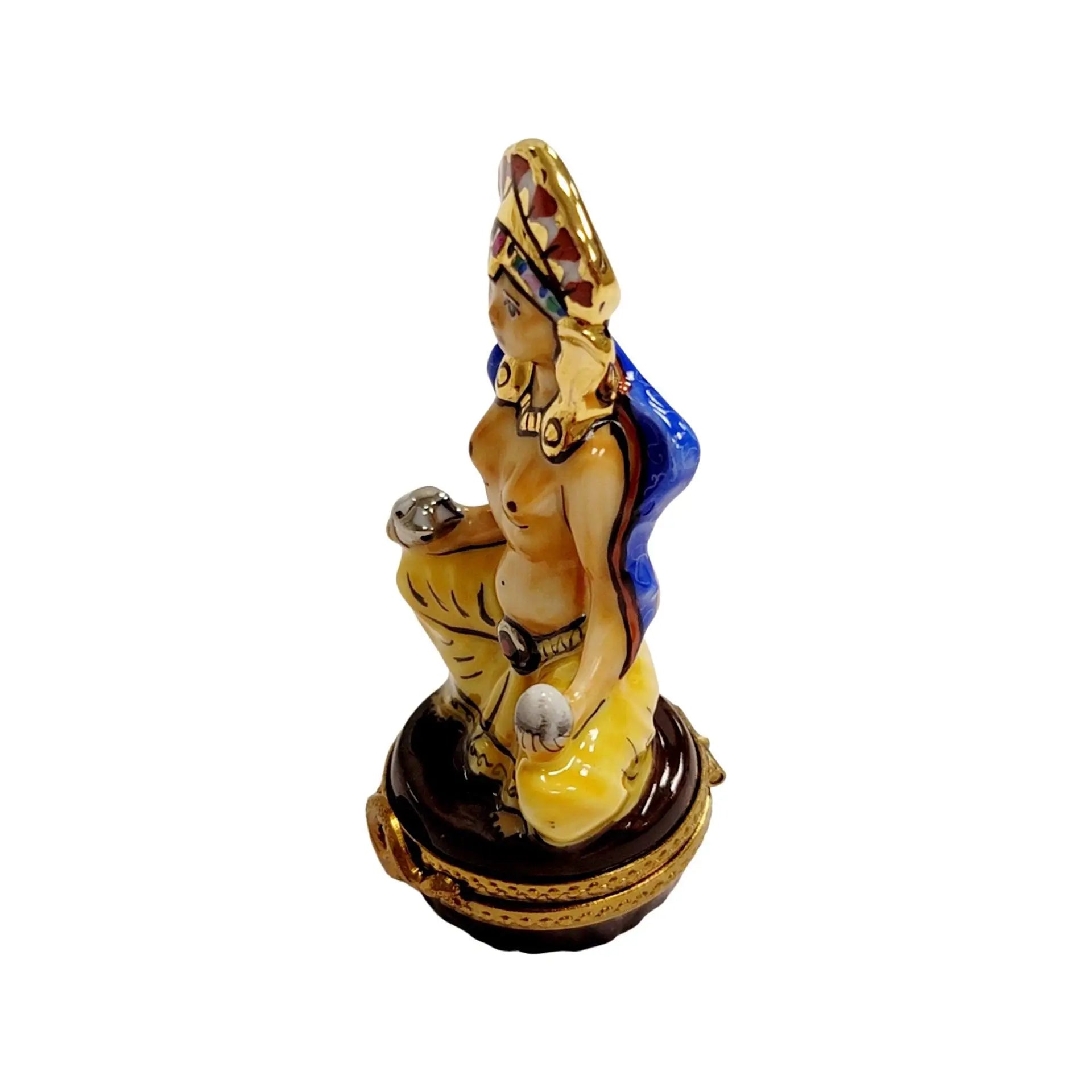 Meditating Egyptian Porcelain Figurine Porcelain Limoges travel spiritual religion French Trinket Box