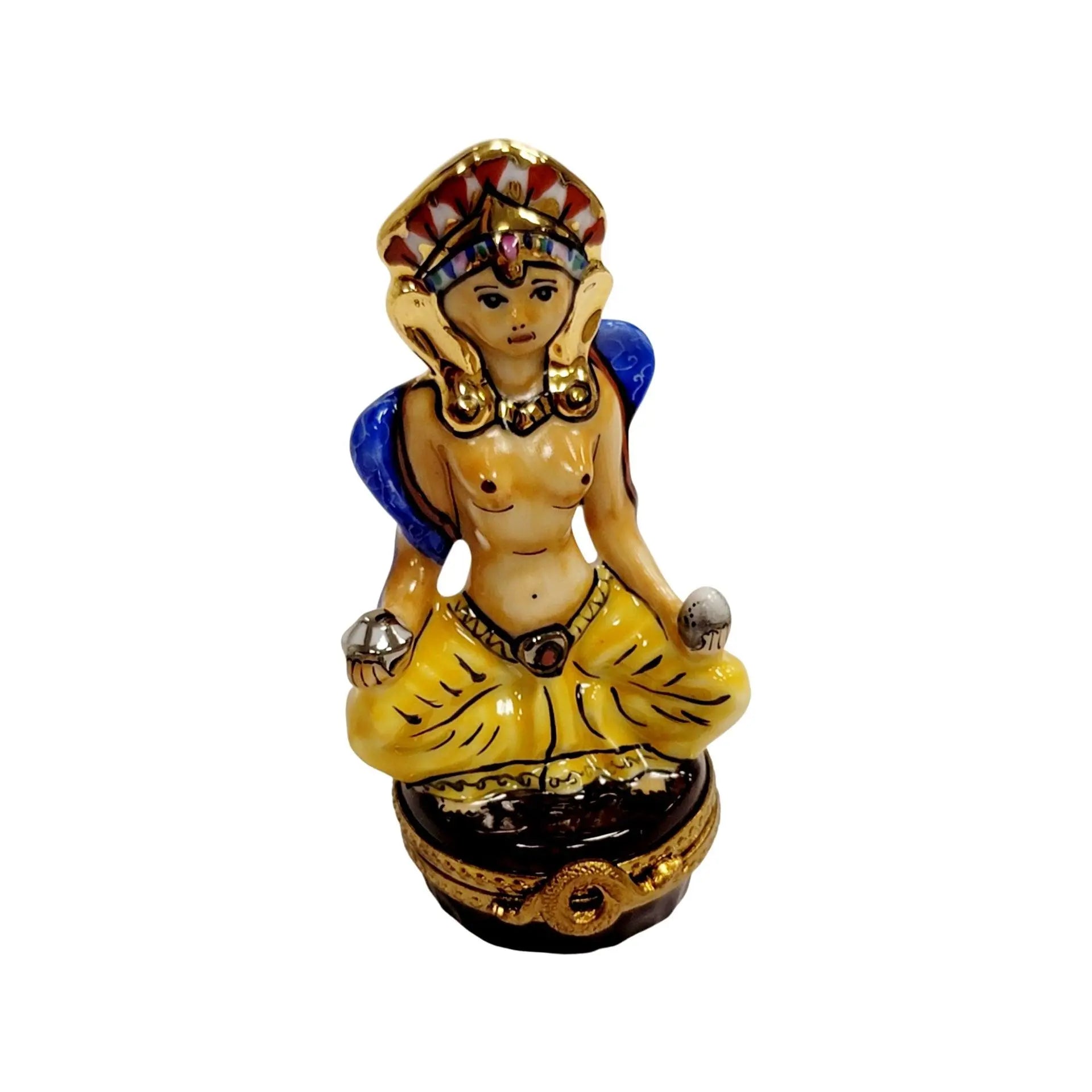 Meditating Egyptian Porcelain Figurine Porcelain Limoges travel spiritual religion French Trinket Box