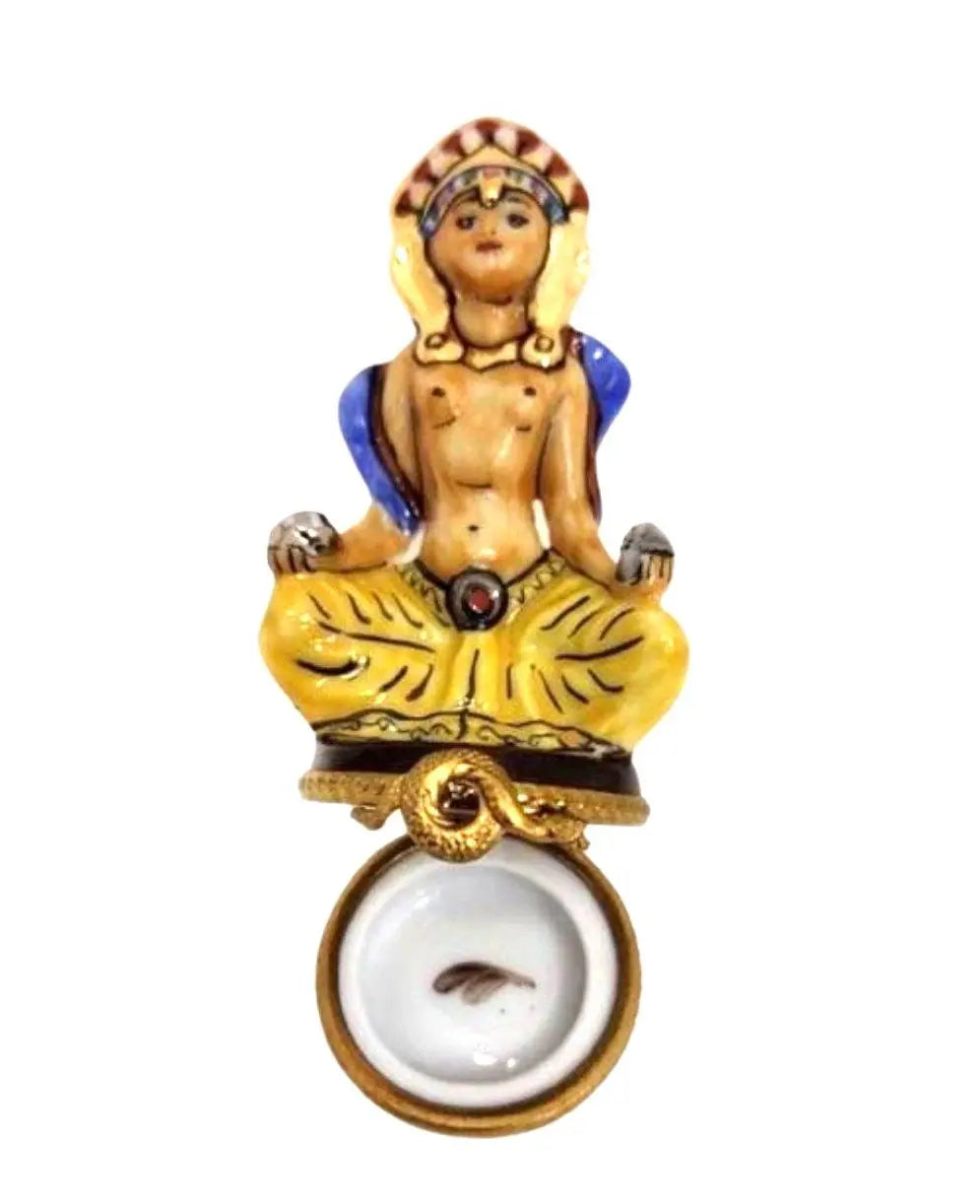 Meditating Egyptian Porcelain Figurine Porcelain Limoges travel spiritual religion French Trinket Box