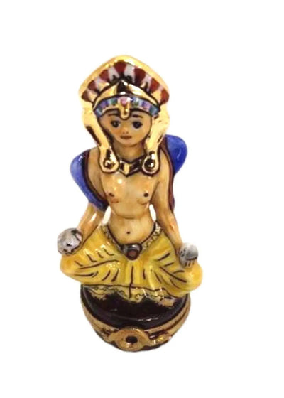 Meditating Egyptian Porcelain Figurine Porcelain Limoges travel spiritual religion French Trinket Box