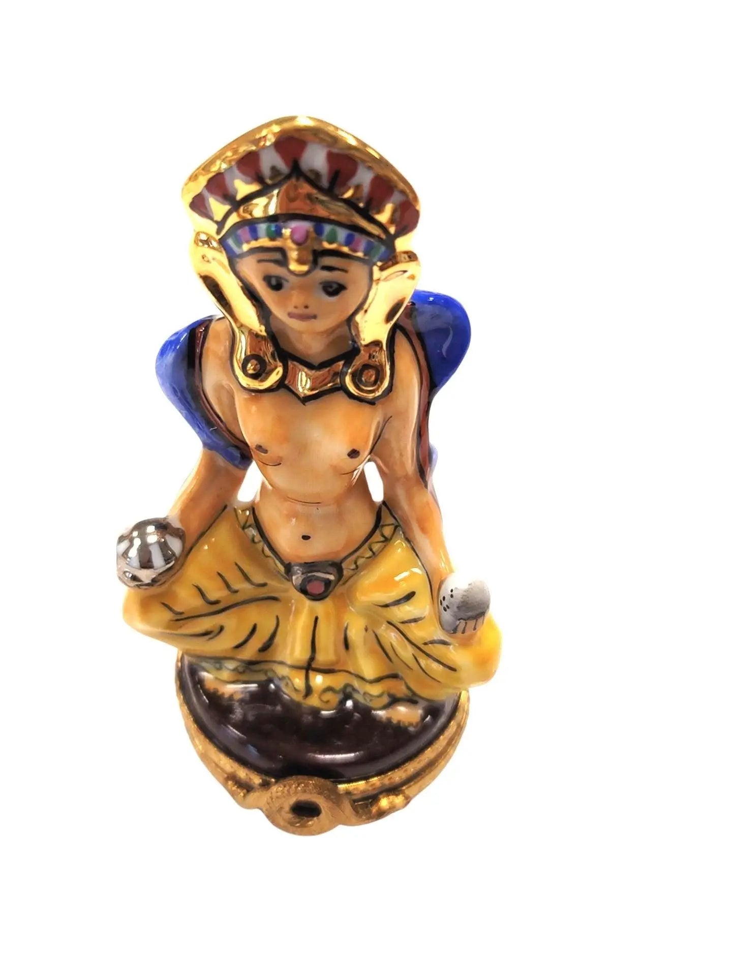 Meditating Egyptian Porcelain Figurine Porcelain Limoges travel spiritual religion French Trinket Box