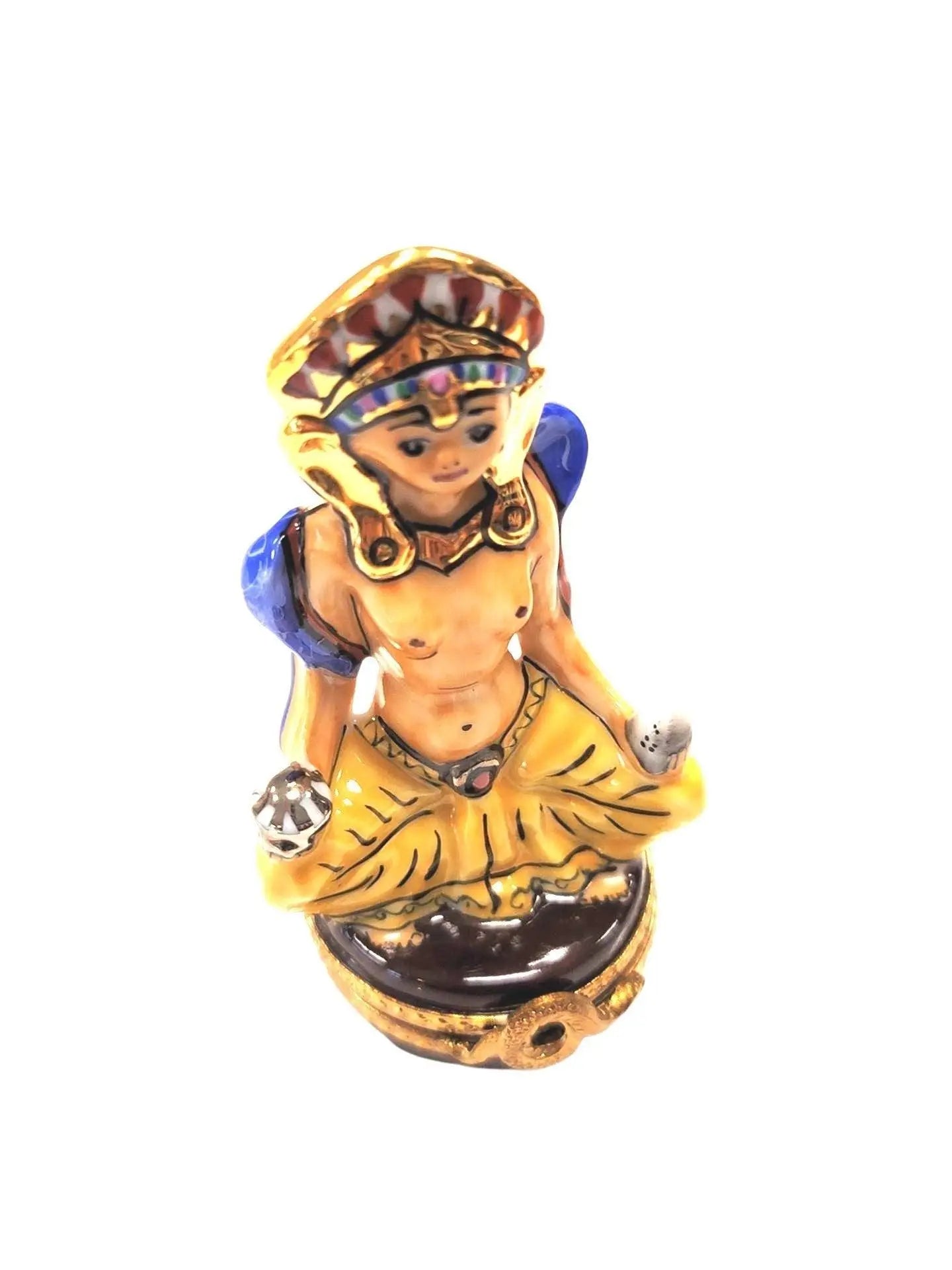 Meditating Egyptian Porcelain Figurine Porcelain Limoges travel spiritual religion French Trinket Box