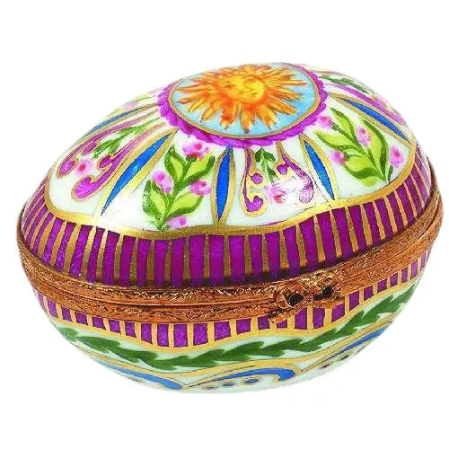 Medium Egg: Sun King Porcelain Limoges Egg French Trinket Box