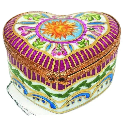 Medium Heart: Sun King Porcelain Limoges hearts French Trinket Box