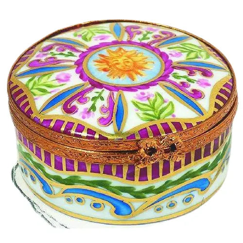 Medium Round: Sun King Porcelain Limoges traditional French Trinket Box
