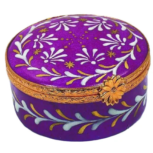 Medium Round Porcelain Limoges traditional French Trinket Box